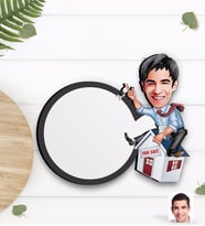 BK Gift Kişiye Özel Erkek Emlakçı Karikatürlü Ahşap Bardak Altlığı-1