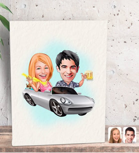 BK Gift Kişiye Özel Sevgililer Karikatürlü Dekoratif Mini Kanvas Tablo 15x20cm-53