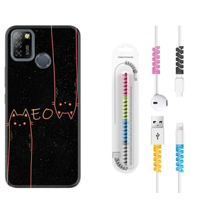 INFINIX Smart 4 5 6 Zero 8 S5 Pro Kılıf Kablo Koruma Spiral Silikon Meow 1657