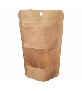 Doypack Pencereli Kraft Delikli Kilitli Kese Kağıdı - Küçük Boy - 11x18x7 Cm. - 20 Adetlik 10 Paket