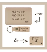 Pudra Renk, Sabret, Şükret, Dua Et, Yazılı İsme Özel, Cüzdan Ve Anahtarlık Set, Herkese Uygun Anı