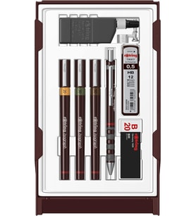 Rotring Isograph College Teknik Çizim Seti, 3 Adet Teknik Çizim Kalemi (0,2 Mm, 0,3 Mm, 0,5 Mm) + 1