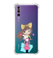 Huawei P20 Pro Uyumlu Köşe Korumalı Antişok Kapak Vespagirl Tasarımlı Şeffaf Silikon Kılıf