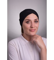 Siyah Pratik Hazır Geçmeli İç Bone Viskon Kumaş Çapraz Boru Tek Bantlı 3005_01