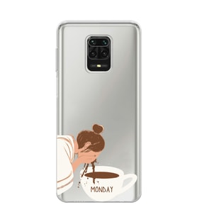 Redmi Note 9 Pro / 9s Uyumlu Kahve Tasarımlı Şeffaf Telefon Kılıfı