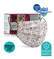Medizer One Line Art Desenli Cerrahi Maske Meltblown Kumaş - 50 Adet