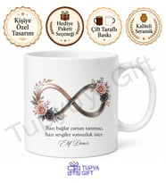 Sonsuzluk İşareti Temalı Baskılı Kupa Bardak Hediye Porselen Mug