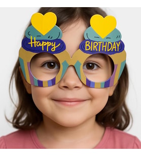 Cupcake Temalı Doğum Günü Renkli Karton Happy Birthday Gözlüğü 6 Adet