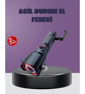 Güçlü Işıklı El Feneri Acil Durum Çekiç Ve Pusula
