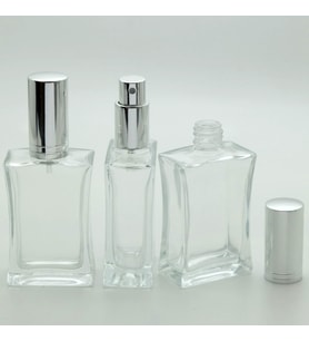 PARFÜM ŞİŞESİ 50 ML (5 ADET) GRİ KAPAK METAL VALF İÇBÜKEY BOŞ ŞİŞE