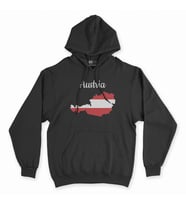 Avusturya Haritalı ve Bayraklı Siyah Kapşonlu Sweatshirt Hoddie