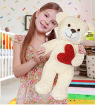 50 cm Kalpli Peluş Sevimli Patron Ayıcık (%100 Yerli) (Krem)