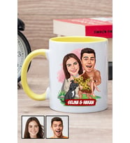 Çiftlere Özel Komik Hediye Karikatürlü Sarı Kupa Bardak