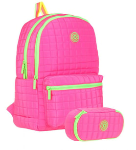 Kaukko Kız Çocuklar İçin Pembe Okul Çantası ve Organizer Kalemlik Seti (KK-K1771+KK-K2622)