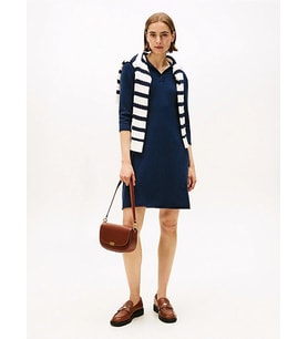 Tommy Hilfiger Yün Kaşmir Karışımlı Saç Örgülü Yarım Balıkçı Yaka Uzun Kollu Kadın Mavi Elbise WW0WW