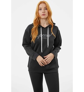 Kanguru Cepli Kapüşonlu Sweatshirt - Siyah