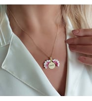 Vaoov 925 Ayar Gümüş İsimli Açılan Gold Menekşe Kolye