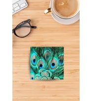 Doğaltaş Bardak Altlığı Uv Baskılı - Tavuz Kuşu Desenler- Stone Coasters