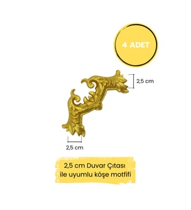 Dekoratif Polimer 2,5 cm Duvar Çıtası Uyumlu Köşe Motifi (Altın)