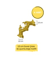 Dekoratif Polimer 2,5 cm Duvar Çıtası Uyumlu Köşe Motifi (Altın)