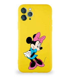 Apple iPhone 11 Pro Soft Premier Kapak Minnie Mouse-F Tasarımlı Silikon Kılıf - Sarı (Şeffaf)