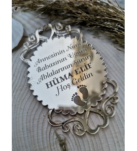 Yeni Doğan  Gold renkli Magnet Nikah Şekeri - Nişan Şekeri - Söz Şekeri - Düğün Magnet - Nişan Magnet - Söz Magnet - Yenidoğan Magnet - Doğum Magnet - Yaş Magnet 7cm