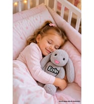 Kişiye Özel İsim Baskılı Uyku Arkadaşım Tavşan 45 cm Peluş Tavşan (GRİ)
