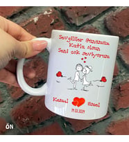 Size Özel Sevgili Kalpli İsimli Baskılı Kupa Bardaklar