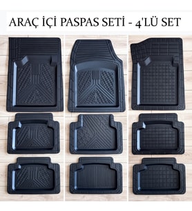 Araç İçi Paspas Seti - 4'lü Set - Karışık Desenler - Kauçuk - Kaymaz Yüzey