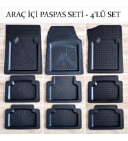 Araç İçi Paspas Seti - 4'lü Set - Karışık Desenler - Kauçuk - Kaymaz Yüzey