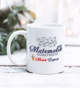 Matematik Öğretmeni Tasarımlı Kişiye Özel Kupa Bardak (Beyaz)