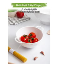 Akrilik Beyaz Mini Pirinç Süzgeçi & Bakliyat Süzgeçi (3 Su Bardağı Ölçülü)