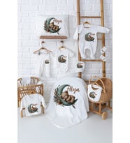 Pia Baby Premium Lüks 11’li İsim Baskılı Yenidoğan Kız Bebek Hediyesi Set 5002-00 (Ekru)