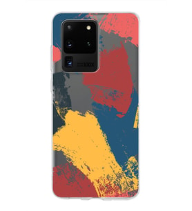 Samsung Galaxy S20 Ultra Kapak Brush Stroke Tasarımlı Şeffaf Silikon Kılıf