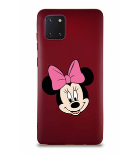 Samsung Galaxy Note 10 Lite Soft Premier Kapak Minnie Mouse-C Tasarımlı Silikon Kılıf - Mürdüm (Şeffaf)