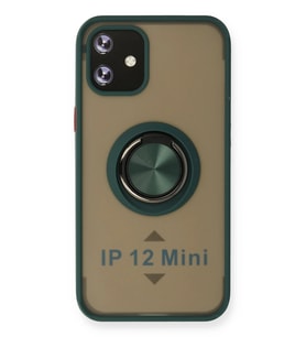 Pilelistore   iPhone 12 Mini Kılıf Montreal Yüzüklü Silikon Kapak - Yeşil
