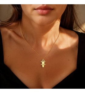 Kişiye Özel 925 Ayar Gümüş Üçlü Spiral Ay Tanrıçası Kolye (Gold)