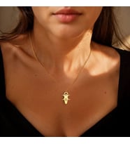 Kişiye Özel 925 Ayar Gümüş Üçlü Spiral Ay Tanrıçası Kolye (Gold)