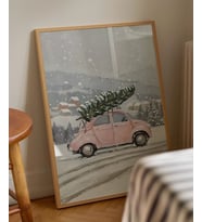 Çerçevesiz Poster Karlı Yol (Çok Renkli)