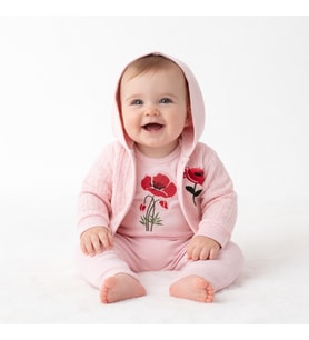 KIZ BEBEK 0-3 AY %100 PAMUK NAKIŞLI PREMİUM KALİTE SET (Pembe)