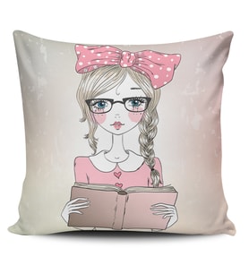 Alkanhomes Fashion Girl Dijital Baskılı Kırlent Kılıfı