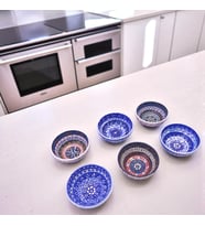 El İşlemesi Seramik Kase Dünyası, Sos, Çerez, Reçel Kaseleri, 10 Farklı Model, 8 cm (Çok Renkli)