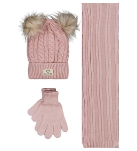 Civil Girls 6-9 Yaş Atkı Bere Eldiven Set - Pembe