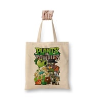 Plants Vs Zombies Beyaz Bez Çanta Uzun Saplı Alışveriş Çantası Plaj Çantası