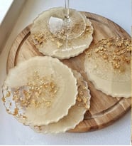 Epoksi 4 lü Bardak Altlığı Takımı (Altın)