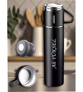 Kişiye Özel Isimli 500 ml Paslanmaz Çelik Bardaklı Termos, Çay Kahve Termos,piknik Kamp Ofis Mug