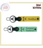 Üç Hilal Kişisel Set – Yıldönümüne Özel İsim Yazılabilir Anahtarlık Takım, Sarı-Yeşil