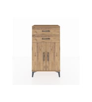 Arges Komodin Tek Raflı 2 Çekmeceli 2 Kapaklı 60x30x106 Çam-Çam