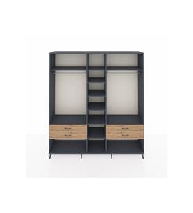 Hyperion Dolap 10 Raflı 4 Çekmeceli 2 Askılı 220x44x243 Antrasit-Antrasit/Çam