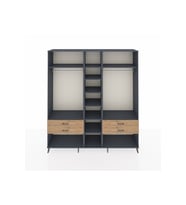 Hyperion Dolap 10 Raflı 4 Çekmeceli 2 Askılı 220x44x243 Antrasit-Antrasit/Çam